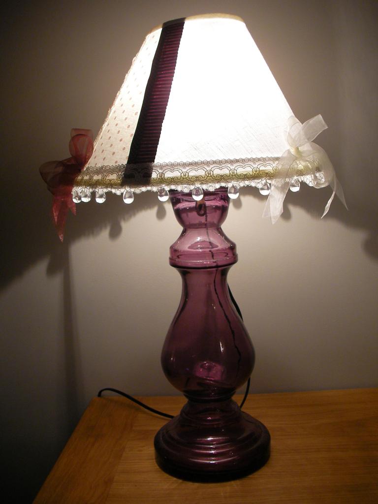 Lampe pied verre abat jour cosy